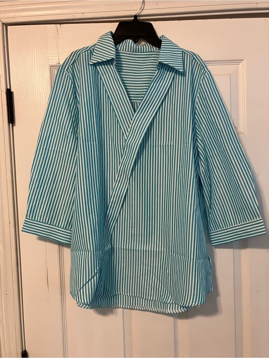 Lomon Tops - LOMON 3/4 Length Sleeve Womens Tops V-Neck Collared Dress Shirts NWT!  Size L